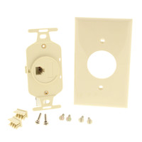 Leviton Ivory Modular Phone Wall Plate 110-Type Telephone 4-Wire Jack 41054-IDD