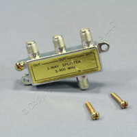 Cooper 900 MHz 3Way Gold Type F Coaxial Video Distribution Splitter 75Ohm 2080-3