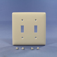 Hubbell Light Almond UNBREAKABLE 2-Gang Toggle Switch Cover Nylon Wallplate Switchplate NP2LA