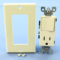 Leviton Almond Decora Combination Rocker Light Switch & Receptacle Outlet 15A 5678-A