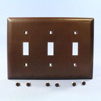 P&S Trademaster Brown 3-Gang Toggle Switch UNBREAKABLE Nylon Wallplate Cover TP3