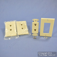 3 New Leviton Ivory Decora DUAL Telephone Wall Plates DUPLEX Phone Jacks C2447-I