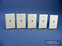 5 Leviton White Phone Jack Wallplates 6-Wire Telephone C2675-W