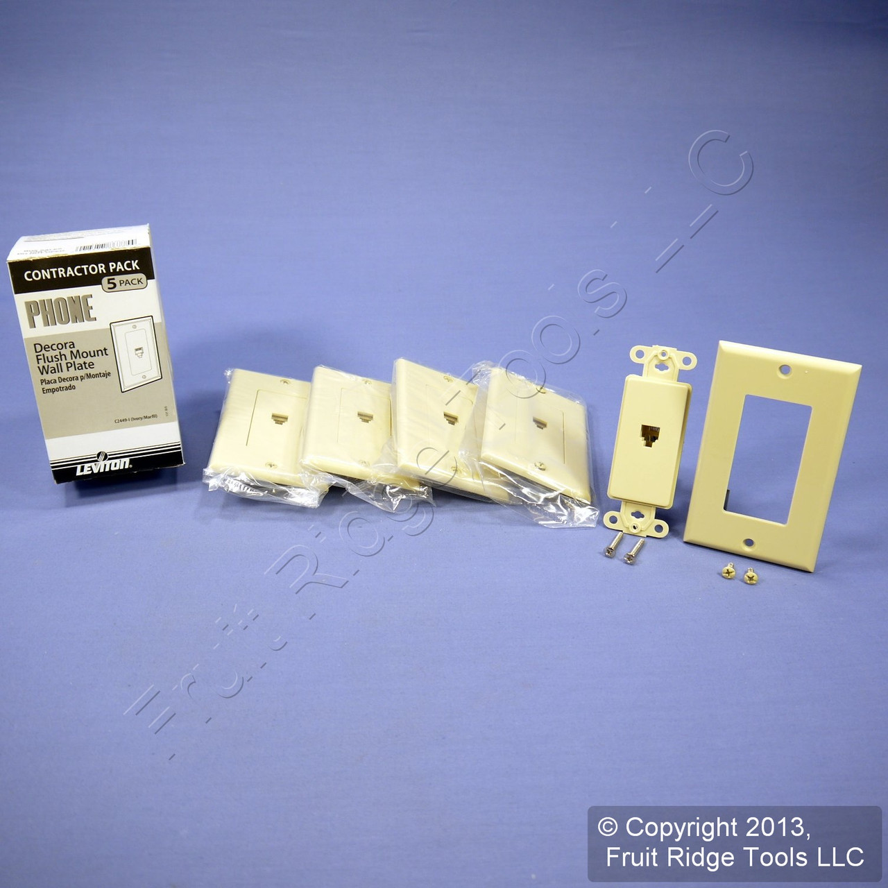 50 Leviton Ivory Decora 4 Wire Phone Jack/Plate Flush Mount RJ11 4-Wire C2449-I 