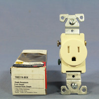 Cooper Almond TAMPER RESISTANT Commercial Single Receptacle NEMA 5-15R 15A TR817A