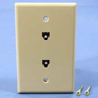 Cooper Ivory Mid-Size 4-Wire Duplex Telephone Phone Jack Wallplate 3547-4V