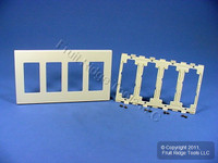 Leviton Ivory 4-Gang Decora Screwless Snap-On Wallplate Cover GFCI GFI Polycarbonate Plastic Commercial Grade 80312-I