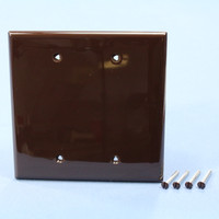 New Cooper Brown UNBREAKABLE Mid-Size 2-Gang Blank Nylon Wallplate Cover PJ23B