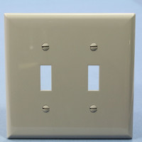 Cooper Gray 2-Gang Mid-Size UNBREAKABLE Toggle Switch Cover Nylon Wallplate PJ2GY