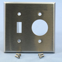 Eagle 2-Gang Toggle Switch Single Power Receptacle 430 Stainless Steel Wallplate Cover 97512