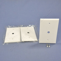 3 Cooper White Mid-Size Phone Radio Cable Thermoset Wallplates 3/8" Opening 2028W