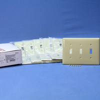 10 Hubbell Ivory 3-Gang UNBREAKABLE Mid-Size Toggle Switch Plate Cover Wallplates NPJ3I