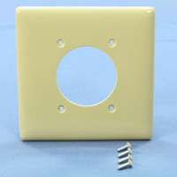 Hubbell Ivory Mid-Size UNBREAKABLE 2.16" Power Outlet Cover 2-Gang Single Receptacle Wallplate NPJ703I