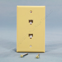 New Leviton Ivory DUPLEX Phone Jack Flush Mount Wallplate Telephone 6P4C C0254-I