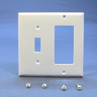 Cooper White Thermoplastic Combination Switch Plate Decorator GFCI GFI Cover Nylon Wallplate 5153W