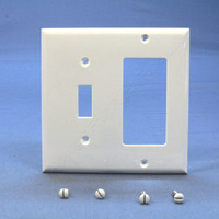 Cooper White Thermoplastic Combination Switch Plate Decorator GFCI GFI Cover Nylon Wallplate 5153W