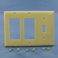 Pass and Seymour Ivory Decorator & Toggle Switch 3-Gang Plastic Cover Wallplate GFCI GFI SP1262-I