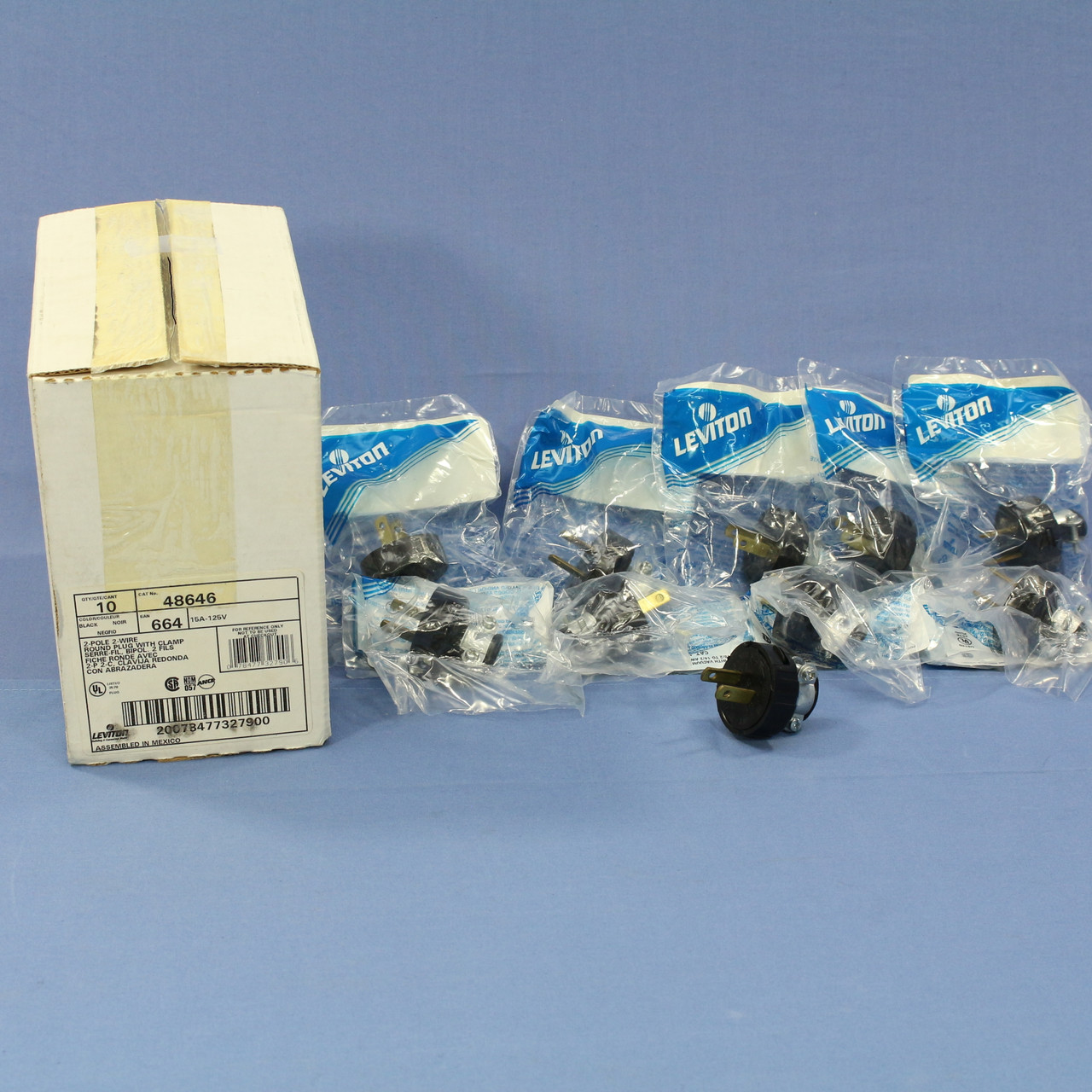 10 Leviton Round Straight Blade Easy Grip Vinyl Heavy Duty