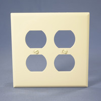 Cooper Almond Mid-Size 2-Gang UNBREAKABLE Receptacle Wallplate Duplex Outlet Cover PJ82A