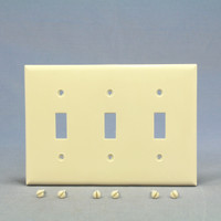 Cooper Light Almond Unbreakable 3-Gang Switch Cover Wall Plate Nylon Switchplate 5141LA