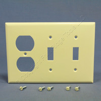 Cooper Almond 3-Gang Toggle Switch Duplex Receptacle Outlet Thermoset Wallplate 2158A