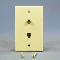 Cooper Almond 4-Conductor Voice/Data Telephone Cable Video Jack Wallplate 3535-4A