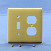 Hubbell Ivory Mid-Size UNBREAKABLE Combination Toggle Switch Duplex Outlet Receptacle Wallplate Nylon NPJ18I