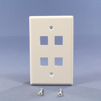 Cooper White 1-Gang Mid-Size Flush Mount 110 Style 4-Port Wallplate 5540W-MSP