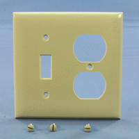 Pass and Seymour Ivory Urea Thermoset Plastic 2-Gang Wallplate Switch Duplex Receptacle Cover SP18-IU