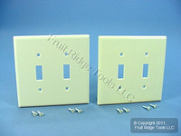 2 Leviton Ivory MIDWAY 2-Gang Toggle Switch Cover Wallplates Switchplate 80509-I