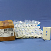 25 NEW Leviton Almond Quickport 2-Port Flush Mount High Impact Fire-Retardant Plastic Wallplate Covers 1-Gang 41080-2AP