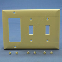 Pass and Seymour Ivory Standard Size 3-Gang Decorator Toggle Switch Combination Thermoset Wallplate Cover SP226-I
