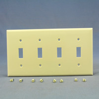 Cooper Almond Standard Grade 4-Gang Toggle Switch Cover Thermoset Wallplate 2154A