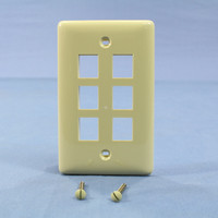 Hubbell Ivory 1-Gang Snap Fit Flush Mount Standard Multimedia 6-Port Wallplate Cover Housing NSP16I