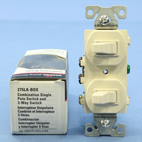Cooper Light Almond DOUBLE Wall Toggle Light Switch Duplex 15A Single Pole 3-Way 275LA