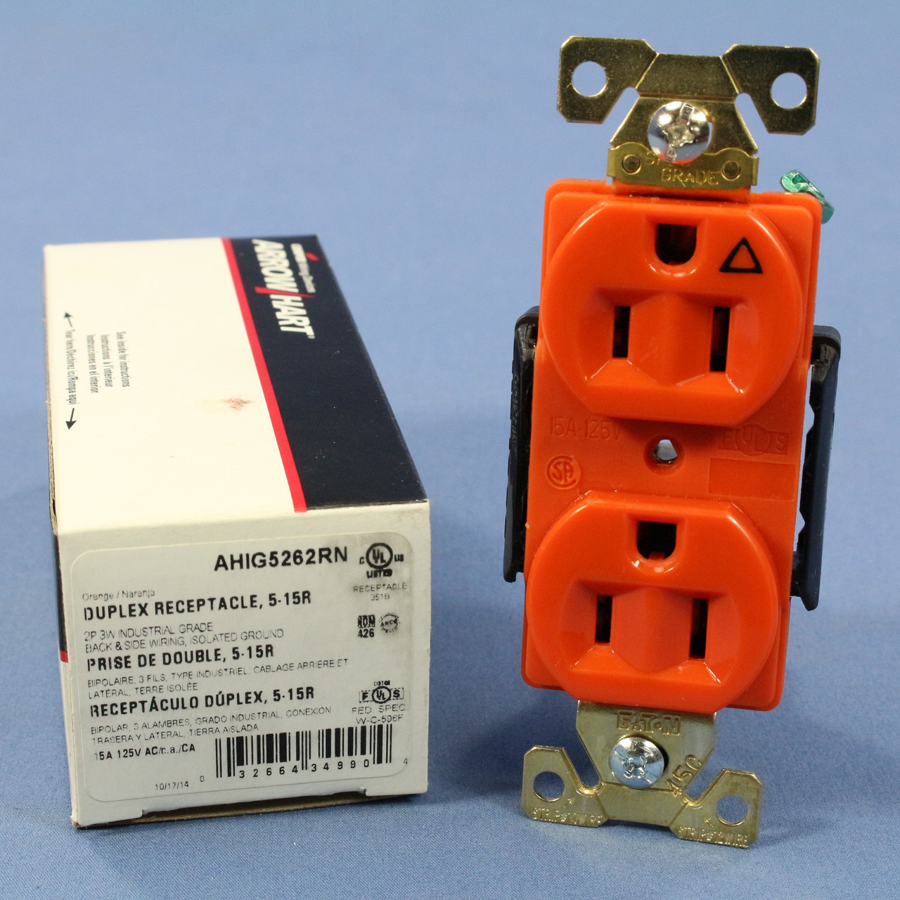 🏠 🔌 Cooper Arrow Hart Orange ISOLATED GROUND Receptacle Duplex Outlet 15A  AHIG5262RN - In Stock - Fruit Ridge Tools
