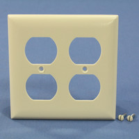 Pass & Seymour Light Almond Standard 2-Gang Outlet Cover Duplex Receptacle Thermoset Plastic Wallplate SP82-LA