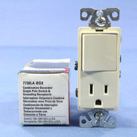 Cooper Light Almond Combination Single Pole Decorator Rocker Wall Light Switch Receptacle Outlet NEMA 5-15R 15A 7730LA