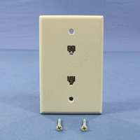 Cooper Light Almond Mid Size 4-Conductor Dual Telephone Jack Wallplate 3547-4LA