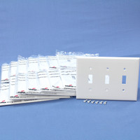 15 Cooper White 3-Gang Mid-Size UNBREAKABLE Nylon Toggle Switch Cover Wallplates PJ3W