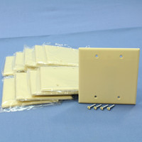 10 Cooper Ivory STANDARD 2-Gang Blank Cover Box Mount Thermoset Wallplates 2137V