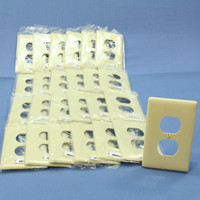 25 Hubbell Ivory UNBREAKABLE Duplex Receptacle Wallplate Mid-Size Outlet Covers NPJ8I