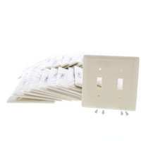 25 Hubbell Ivory 2-Gang UNBREAKABLE Mid-Size Toggle Switch Plate Cover Wallplates NPJ2I