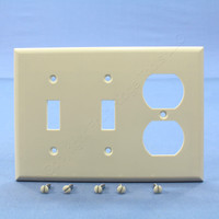 Cooper Light Almond 3-Gang Toggle Switch Duplex Receptacle Outlet Thermoset Plastic Wallplate 2158LA