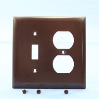 P&S Brown Thermoset Plastic 2-Gang Wallplate Switch Duplex Receptacle Cover TP18