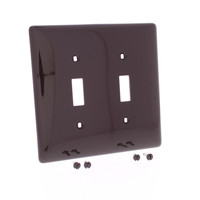 Hubbell Brown 2-Gang UNBREAKABLE Mid-Size Toggle Switch Plate Cover Wallplate NPJ2