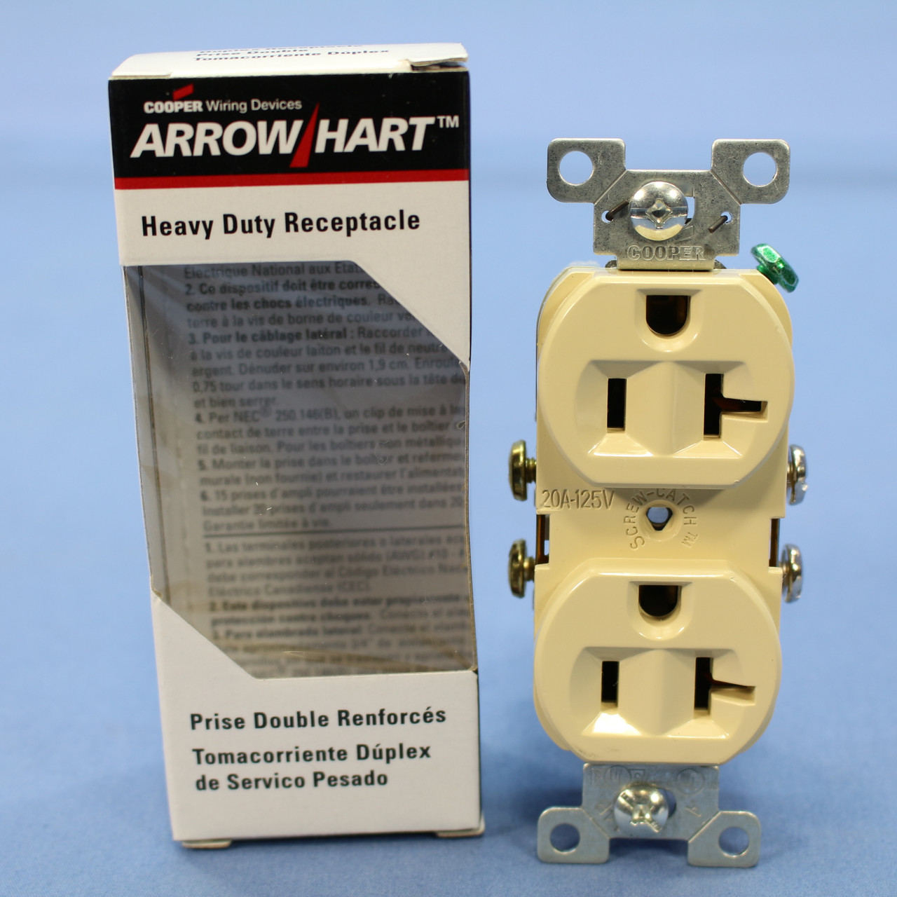 🏠 🔌 Cooper Ivory COMMERCIAL Outlet Duplex Receptacle NEMA 5-20R 20A 125V  877V Boxed - In Stock - Fruit Ridge Tools