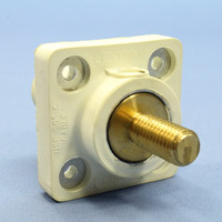 Leviton White Female Cam Plug 1.125" Threaded Stud Panel Receptacle 16 Series with Mounting Plate 400A 600V 16R24-11W