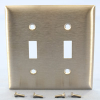 Hubbell NON-MAGNETIC Stainless Steel 2-Gang Toggle Switch Cover Wallplate SS2