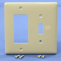 Hubbell Ivory Mid-Size NYLON Toggle Switch Decorator GFCI Receptacle 2-Gang Wallplate NPJ126I